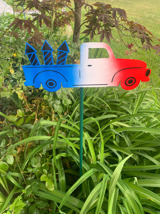 Farm Truck Red White and Blue